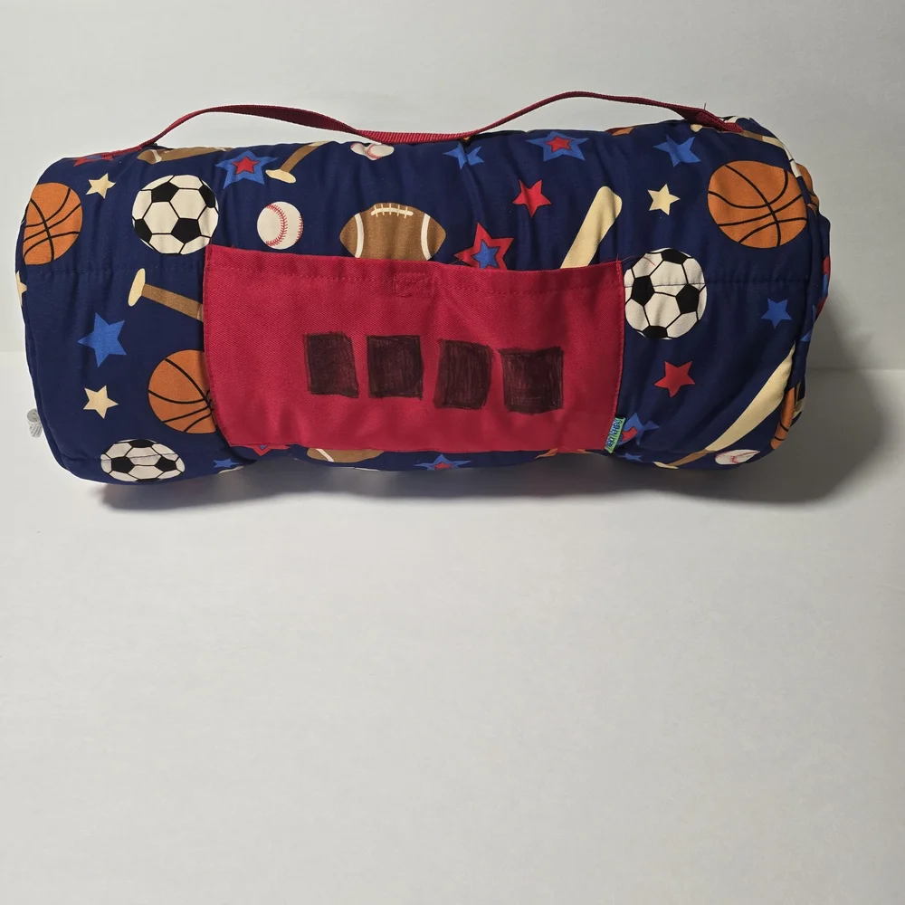 Kids Sports-Themed Preschool Nap Mat - Blue and Red - Picture 4 of 6